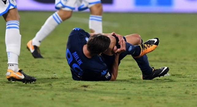 Infortunio Milik, la RAI: "È rottura del crociato"