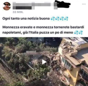 Vergogna sui social, post offensivi sulla tragedia di Torre Annunziata