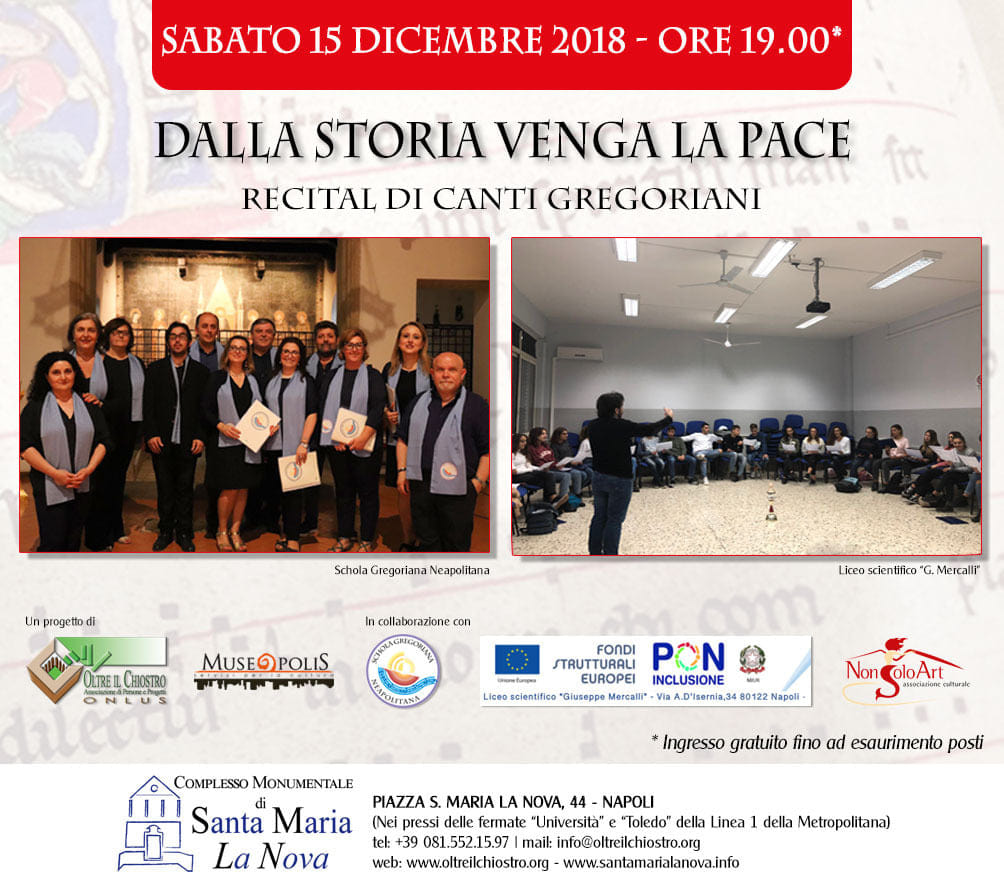 "Dalla storia venga la pace", i canti gregoriani organizzati dal liceo Mercalli: appuntamento a Santa Maria La Nova