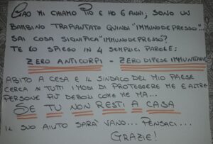 Covid19, Pio ha 6 anni ed ha subito un trapianto. L'appello: "State a casa, quelli come me non hanno difese"
