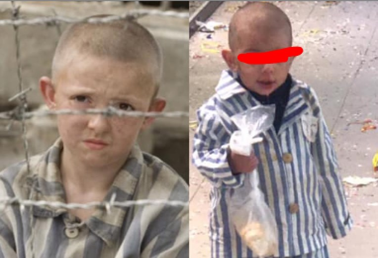 Napoli, la vergogna del peggior vestito di Carnevale: bambino vestito da deportato della Sohah