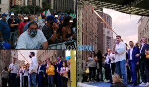 Dal palco alla piazza, assembramenti senza mascherine per Salvini a Napoli