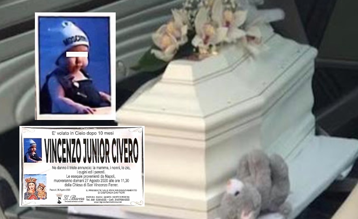 Dramma a Pozzuoli, morto bimbo di 10 mesi: addio al piccolo Vincenzo