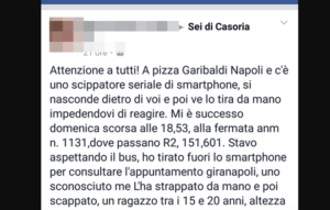 Napoli, nuovo rapinatore seriale di smartphone: ecco come agisce
