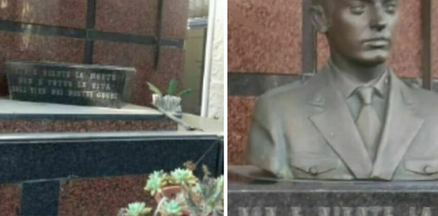 Scempio al cimitero, profanato e rubato busto di giovane agente morto in servizio