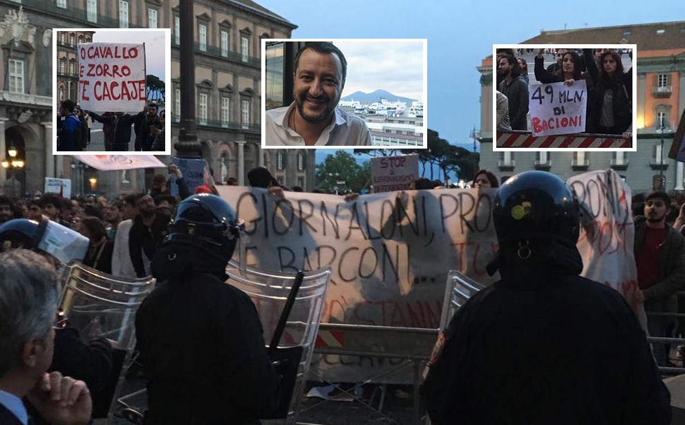 "Abbassate gli scudi e levate i caschi", poi le urla e gli applausi dei manifestanti: la guerriglia contro Salvini