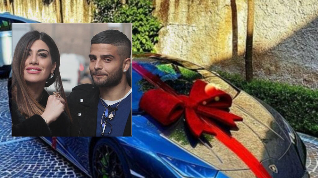 Insegne riceve per il compleanno una Lamborghini, attacchi sui social al calciatore e alla moglie