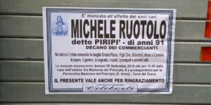 Torre del Greco, addio a 'Piripì' storico tabaccaio del centro