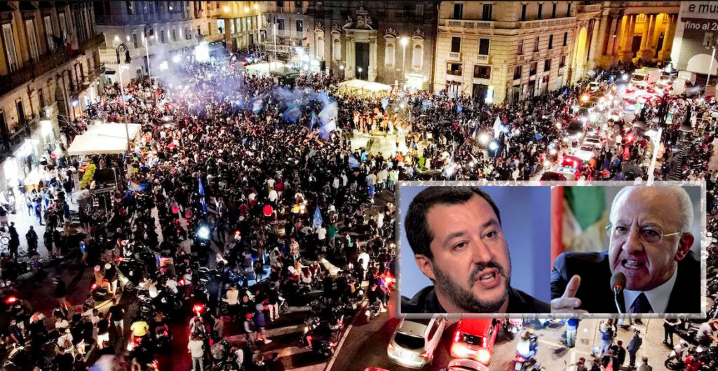 Festeggiamenti a Napoli, Salvini parte all'attacco: "Che fine ha fatto De Luca con il lanciafiamme?"