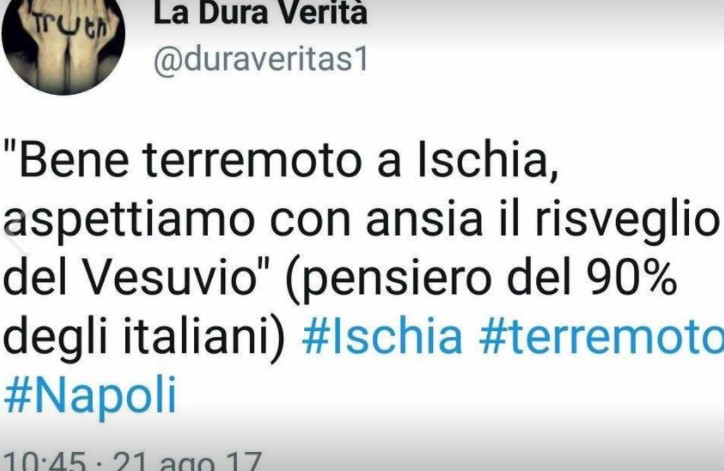 Scossa di terremoto a Ischia: vergogna sui social, insulti contro i napoletani
