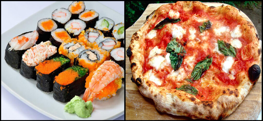 pizza sushi