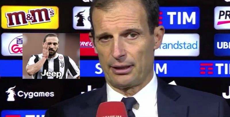 Allegri: "Higuain è infortunato potrebbe non giocare a Napoli"
