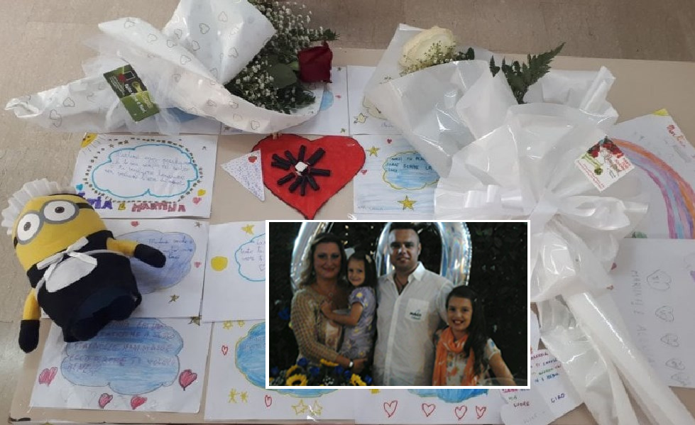 Fiori, pupazzetti, cuori e messaggi d'amore per Alessia e Martina, le figlie di Luigi Capasso