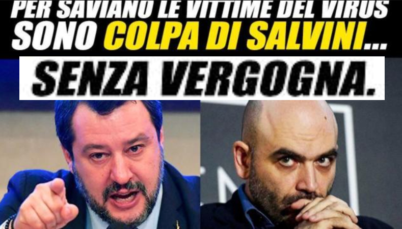 Il virus e la Lombardia, lite 'social' Salvini-Saviano: "Vergogna!", "Accendi il cervello"