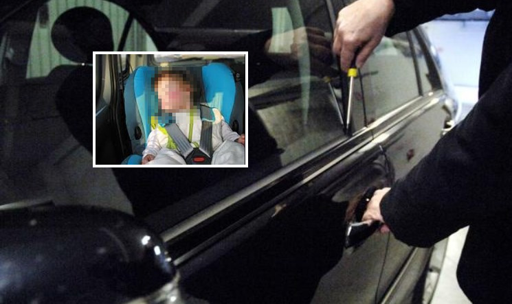 Ruba auto con bimbo a bordo, dopo la fuga scappa a piedi