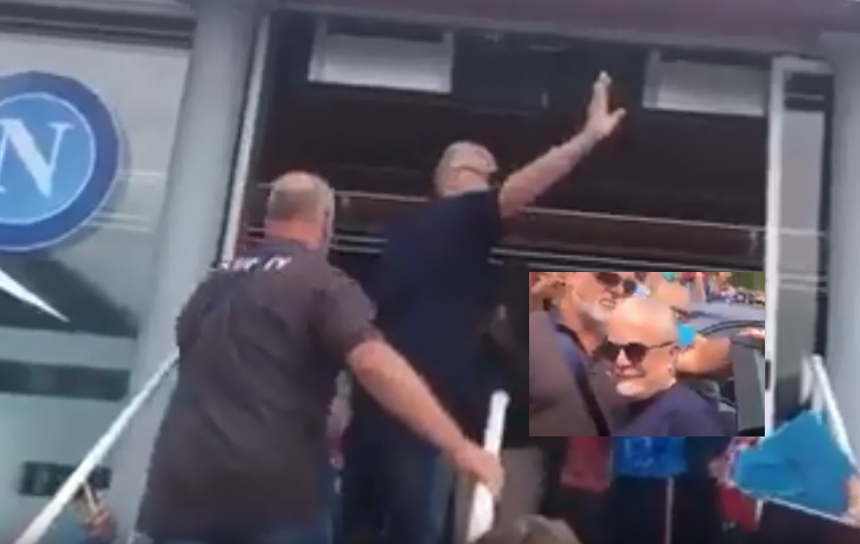 De Laurentiis arriva tra gli applausi a Carciato: "Portaci James e Icardi"