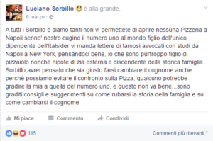 Guerra a suon di pizza tra i cugini Sorbillo: il lungo sfogo su Facebook