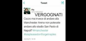 Attentato di Manchester: "Perché non sei andato al San Paolo", follia su twitter contro i napoletani