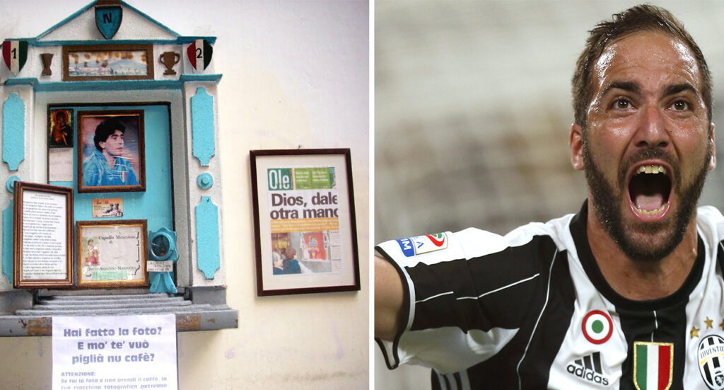 Napoli, il famoso bar del centro dedica una bacheca a Maradona e Higuain