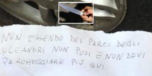 "Tu qui non puoi parcheggiare" e gli squarciano la ruota: messaggio