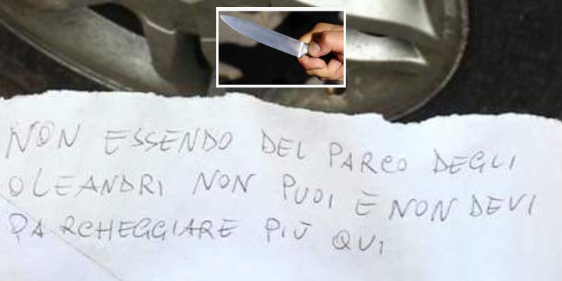 "Tu qui non puoi parcheggiare" e gli squarciano la ruota: messaggio