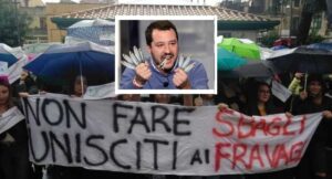 Sorrento, all'arrivo di Salvini risponde la carica dei "Fravagli"