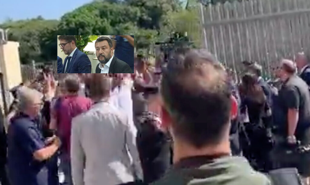 Salvini arriva a Castel Volturno, tensioni ed applausi per il Ministro
