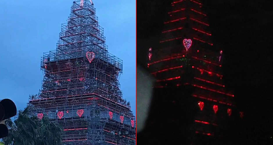 San Valentino a Napoli ricicla il Natale, N'Albero ricoperto di cuori