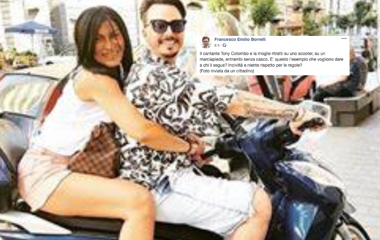 Borrelli all'attacco di Tony Colombo: "Su uno scooter senza casco"