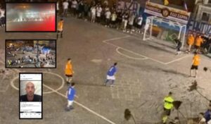 Torneo di calcio in Piazza Mercato tra neomelodici e fumogeni: scatta la polemica