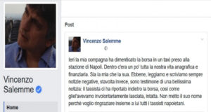 Vincenzo Salemme ringrazia i tassisti napoletani: la moglie perde la borsa ma il guidatore gliela riporta