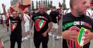 Ambulante napoletano vende sciarpe del Milan