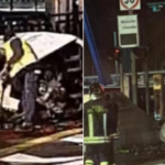 Auto in fiamme dopo l'incidente in autostrada