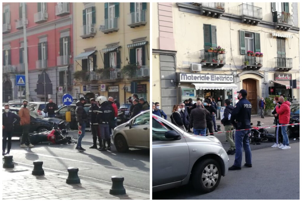 Momenti di tensione a Napoli in via Giordano Bruno, zona conosciuta anche come "La torretta", alla fine della riviera di Chiaia, dove è avvenuto un grave incidente sulla corsia preferenziale.