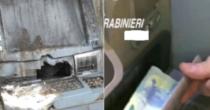 Incendia il bancomat dove preleva la moglie