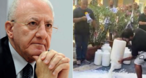 La protesta degli allevatori di bufale sotto la Regione