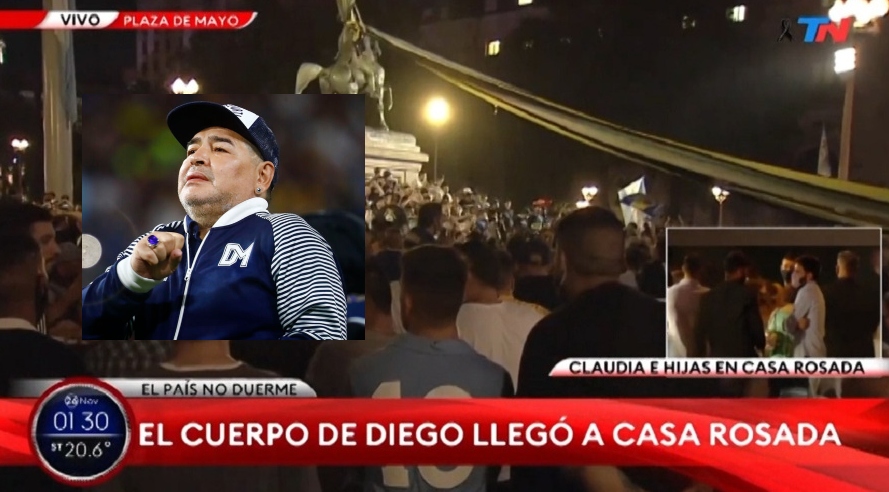 L'arrivo del feretro di Maradona alla Casa Rosada