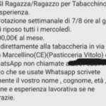 Offerta di lavoro in tabaccheria
