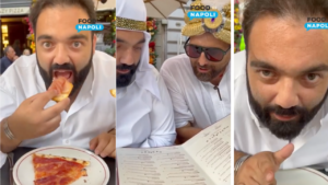 Amedeo assaggia la pizza di Briatore