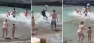 Rissa in spiaggia a Posillipo