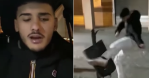 Rompe il cestino dei rifiuti e poi chiede scusa