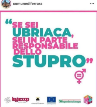 "Sei sei ubriaca sei responsabile dello stupro", il post del Comune ha indignato il Paese