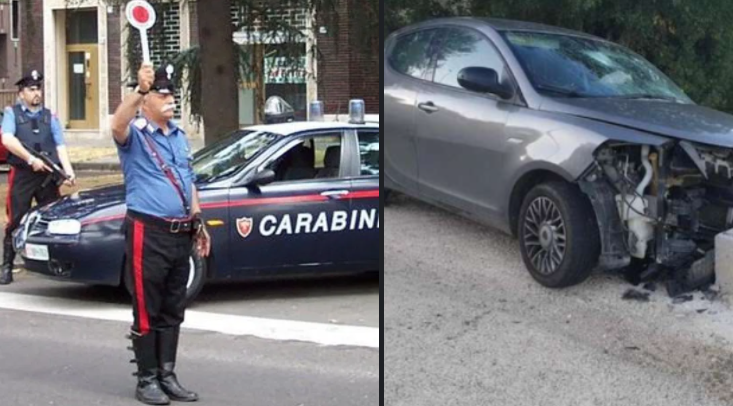 Si ferma all'alt dei carabinieri, li saluta e scappa ma si schianta con l'auto