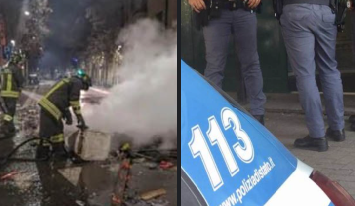 Napoli, incendio in strada con legno e benzina: agenti aggrediti e presi a sassate