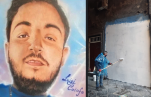 Napoli, rimosso il murale dedicato a Luigi Caiafa