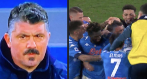 Il Napoli batte la Juve ed esplode la gioia, i giocatori azzurri abbracciano Gattuso