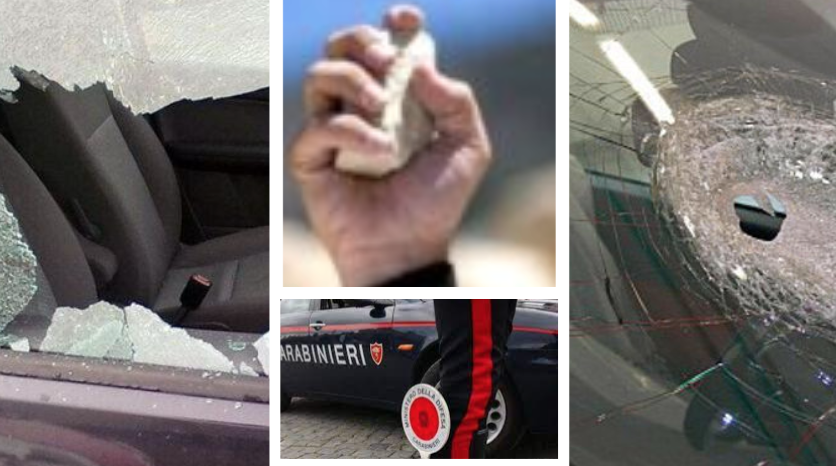 Lancia sassi ad auto e scooter