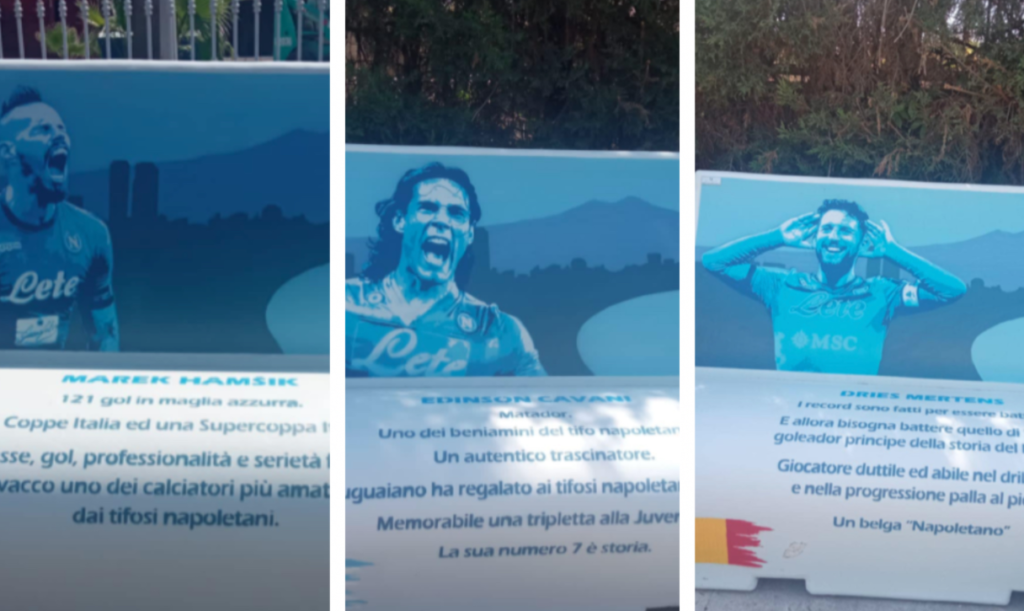 Panchine dedicate ai calciatori del Napoli