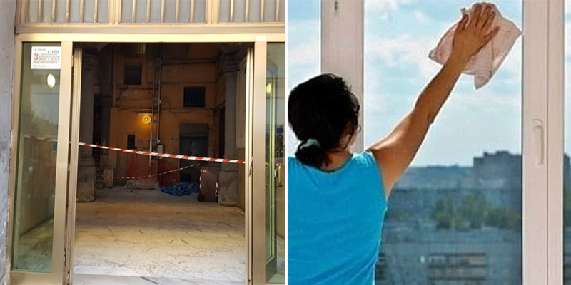 colf cade e muore lavando vetri