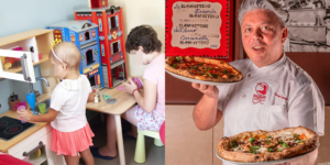 Vincenzo Esposito della pizzeria Carmnella con una 'Margherita per Alice' in campo per i pazienti del Pausilipon